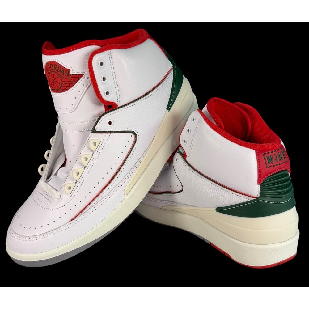 Nike Air Jordan 2 Retro Origins White/Red/Green DR8884-101 Mens Size 10 NWOB